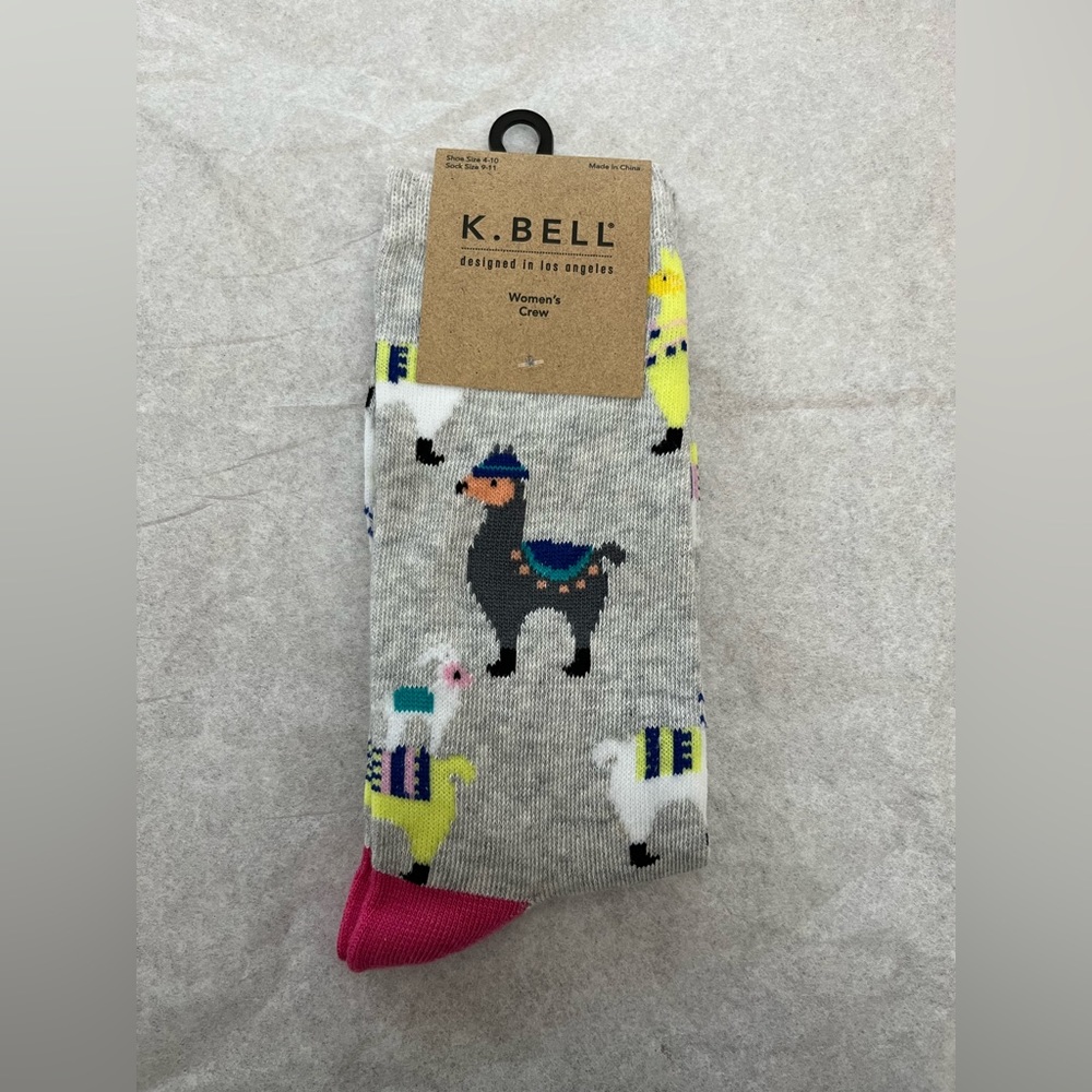 K. Bell Crew Socks Women’s Shoe Size 4-10 Sock Size 9-11